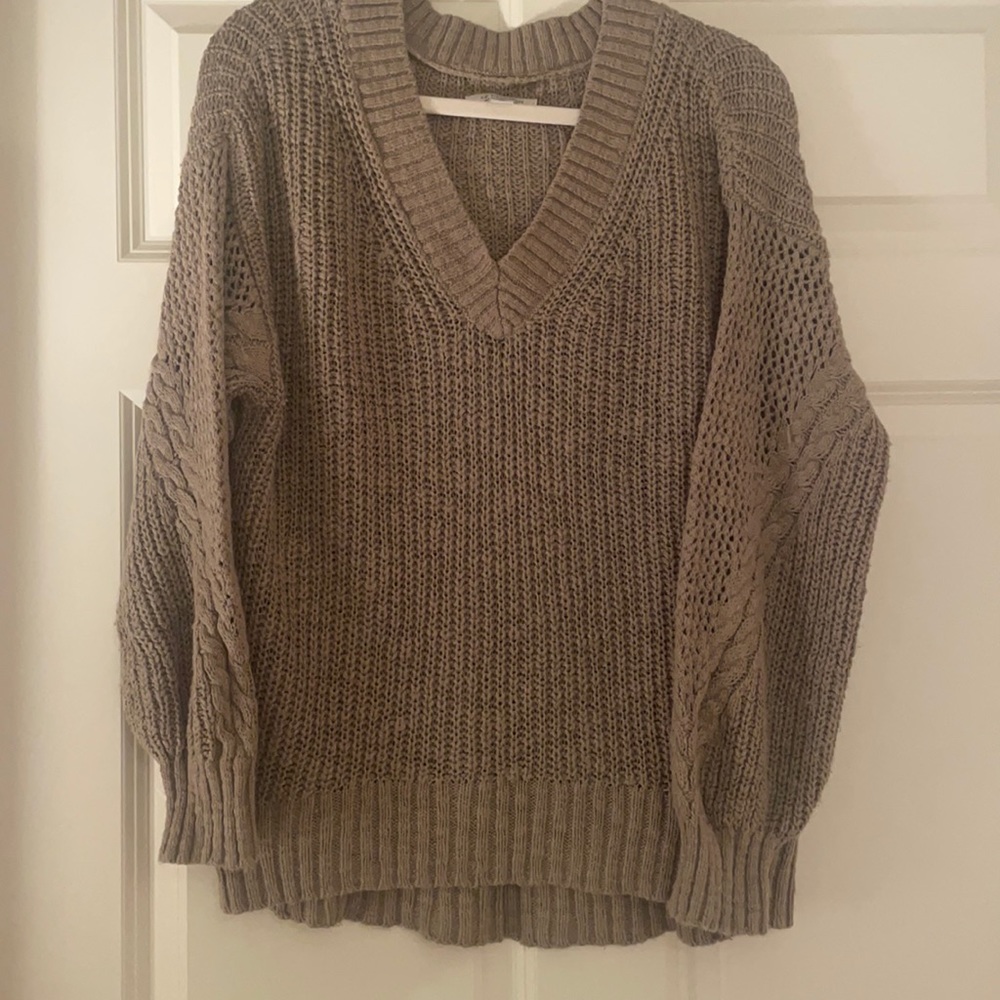 green oversized v-neck sweater